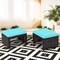Costway 2PCS Patio Rattan Ottoman Cushioned Seat Foot Rest Furniture Turquoise\Red\White